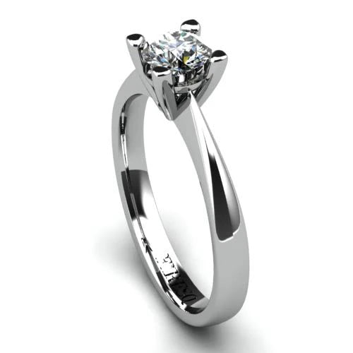 Anel de Noivado Solitario Diamantes Brilhante Ouro Branco Jaden