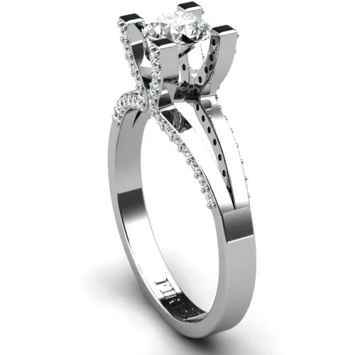 Anel de Noivado Solitario Diamantes Brilhante Ouro Branco 18k Miriam