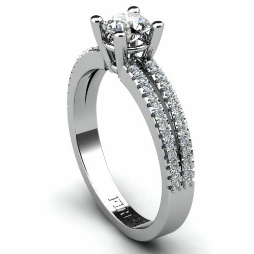 Anel de Noivado Solitario Diamantes Brilhante Ouro Branco Summers