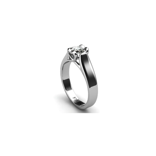 Anel de Noivado Solitario Diamantes Brilhante Ouro Branco Hearth