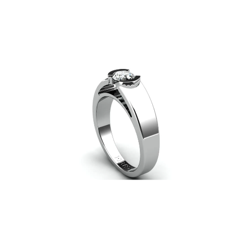 Anel de Noivado Solitario Diamantes Brilhante Ouro Branco Cliff