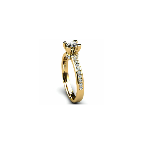 Anel de Noivado Solitario Diamantes Brilhante Ouro Amarelo Hella