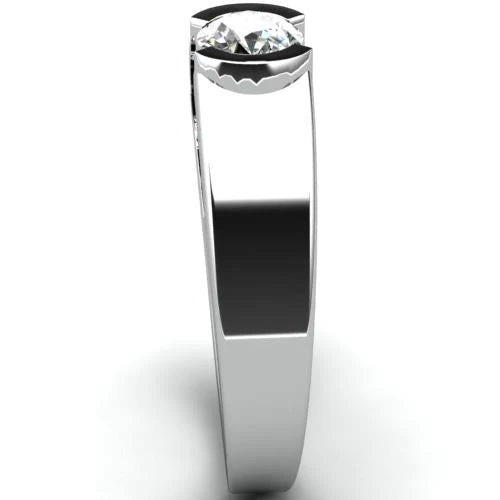 Anel de Noivado Solitario Diamantes Brilhante Ouro Branco Cliff
