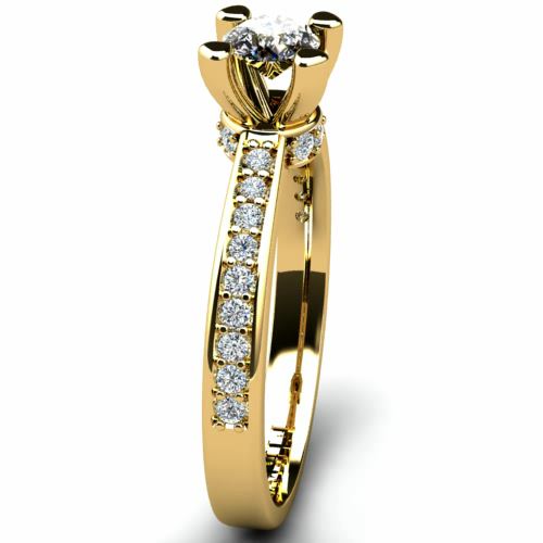 Anel de Noivado Solitario Diamantes Brilhante Ouro Amarelo Hella