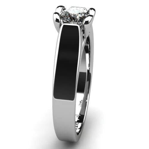 Anel de Noivado Solitario Diamantes Brilhante Ouro Branco Hearth