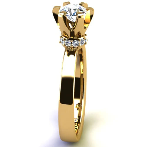 Anel de Noivado Solitario Diamantes Brilhante Ouro Amarelo 18k Street
