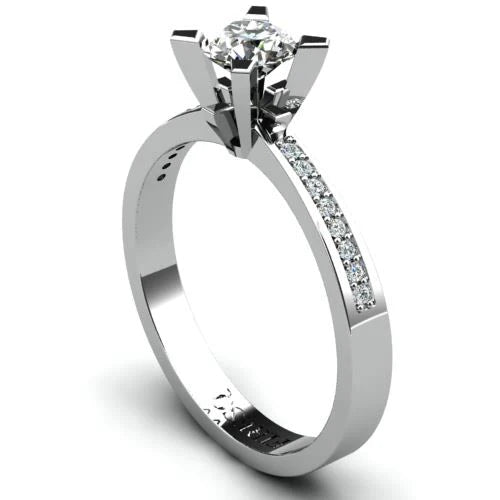 Anel de Noivado Solitario Diamantes Brilhante Ouro Branco Gipsy
