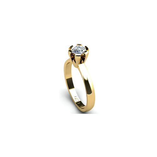 Anel de Noivado Solitario Diamantes Brilhante Ouro Amarelo Rusty