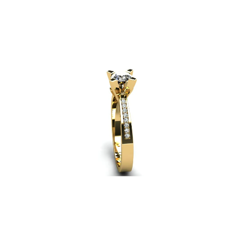 Anel de Noivado Solitario Diamantes Brilhante Ouro Amarelo Gipsy