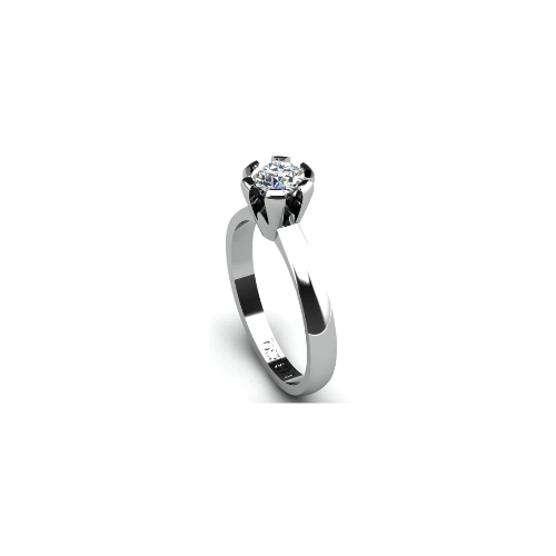 Anel de Noivado Solitario Diamantes Brilhante Ouro Branco Rusty