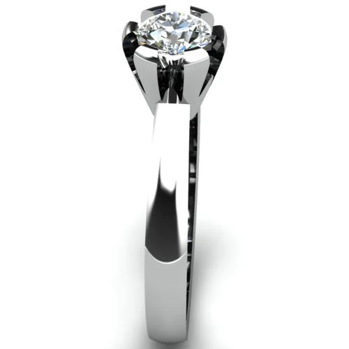 Anel de Noivado Solitario Diamantes Brilhante Ouro Branco Rusty