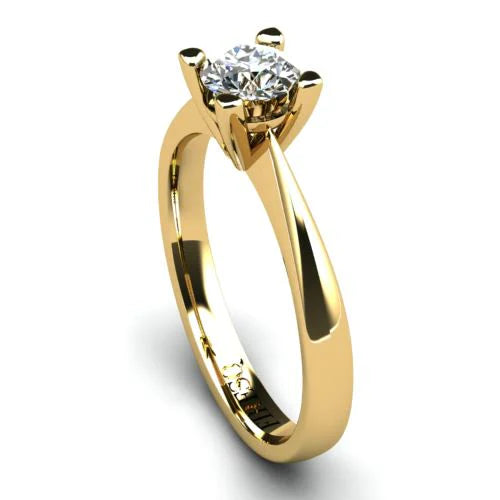 Anel de Noivado Solitario Diamantes Brilhante Ouro Amarelo Jaden