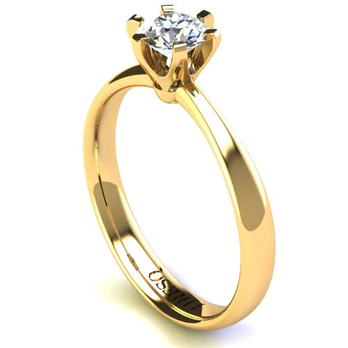 Anel de Noivado Solitario Diamantes Brilhante Ouro Amarelo 18k Sophya