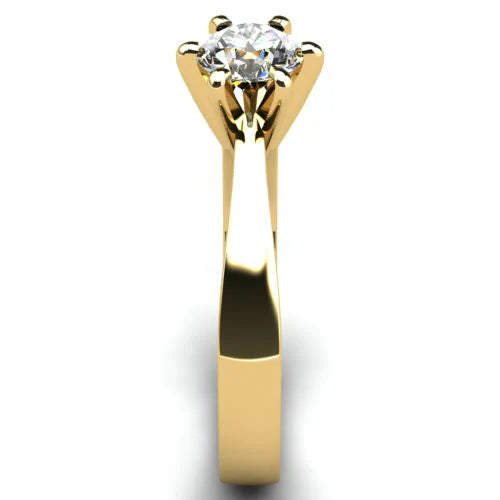 Anel de Noivado Solitario Diamantes Brilhante Ouro Amarelo 18k Tresty
