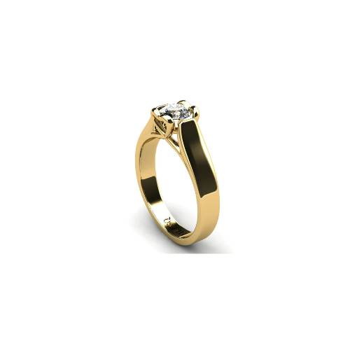 Anel de Noivado Solitario Diamantes Brilhante Ouro Amarelo Hearth