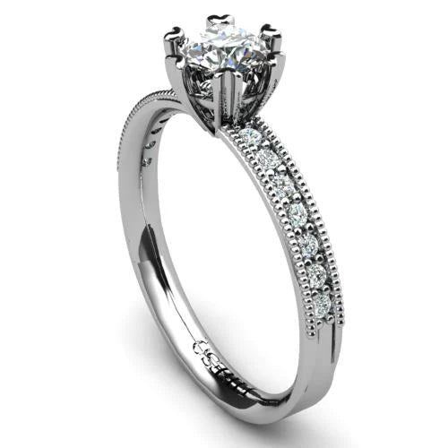 Anel de Noivado Solitario Diamantes Brilhante Ouro Branco Sally
