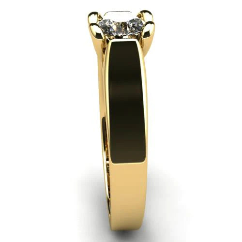 Anel de Noivado Solitario Diamantes Brilhante Ouro Amarelo Hearth
