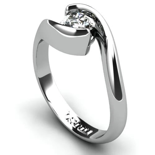 Anel de Noivado Solitario Diamantes Brilhante Ouro Branco Jaden