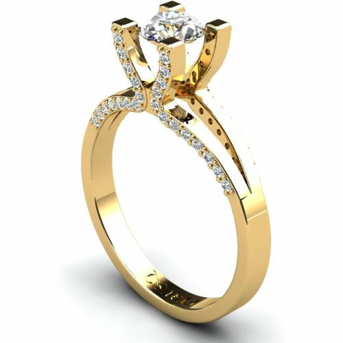 Anel de Noivado Solitario Diamantes Brilhante Ouro Amarelo 18k Miriam