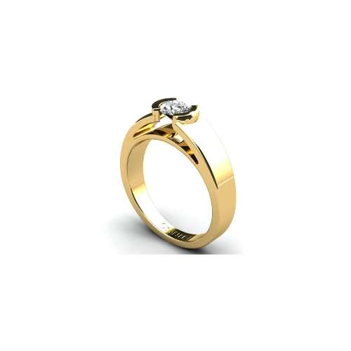 Anel de Noivado Solitario Diamantes Brilhante Ouro Amarelo Cliff