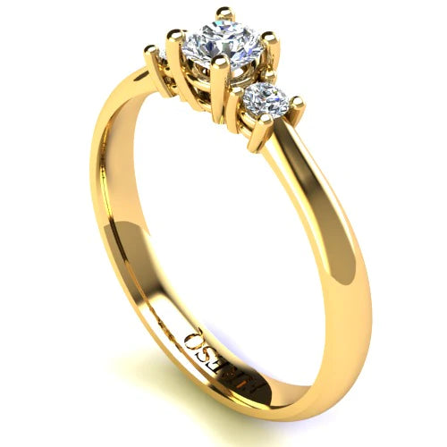 Anel de Noivado Solitario Diamantes Brilhante Ouro Amarelo Stacy