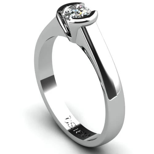 Anel de Noivado Solitario Diamantes Brilhante Ouro Branco Faith