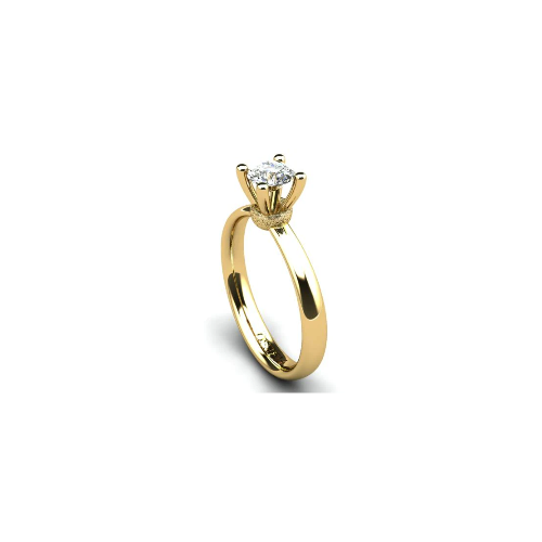 Anel de Noivado Solitario Diamantes Brilhante Ouro Amarelo Libby