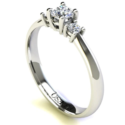 Anel de Noivado Solitario Diamantes Brilhante Ouro Branco Stacy