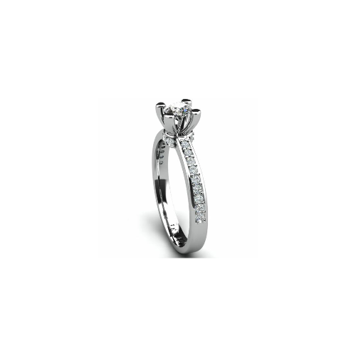 Anel de Noivado Solitario Diamantes Brilhante Ouro Branco Hella