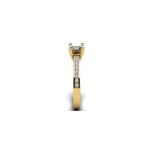 Anel de Noivado Solitario Diamantes Brilhante Ouro Amarelo Newel