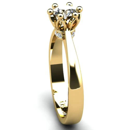 Anel de Noivado Solitario Diamantes Brilhante Ouro Amarelo 18k Virtus