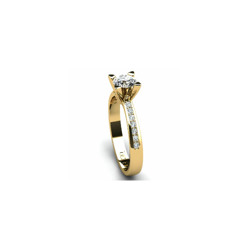 Anel de Noivado Solitario Diamantes Brilhante Ouro Amarelo Rumer