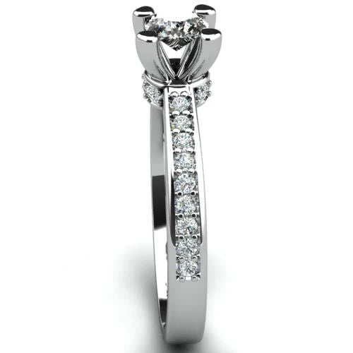 Anel de Noivado Solitario Diamantes Brilhante Ouro Branco Hella