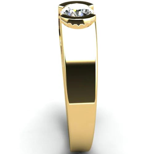Anel de Noivado Solitario Diamantes Brilhante Ouro Amarelo Cliff