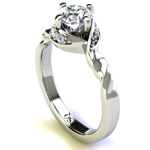 Anel de Noivado Solitario Diamantes Brilhante Ouro Branco Kalla