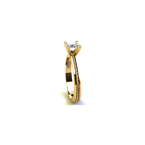 Anel de Noivado Solitario Diamantes Brilhante Ouro Amarelo Daisy