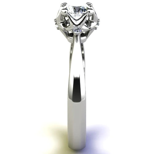 Anel de Noivado Solitario Diamantes Brilhante Ouro Branco 18k Helena