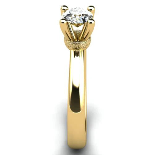 Anel de Noivado Solitario Diamantes Brilhante Ouro Amarelo Libby