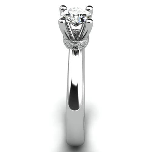 Anel de Noivado Solitario Diamantes Brilhante Ouro Branco Libby