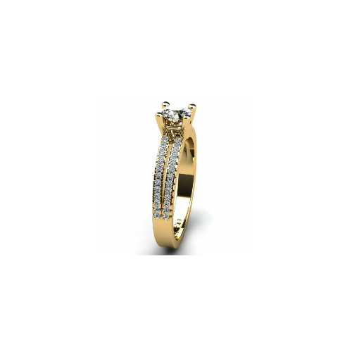 Anel de Noivado Solitario Diamantes Brilhante Ouro Amarelo Summers