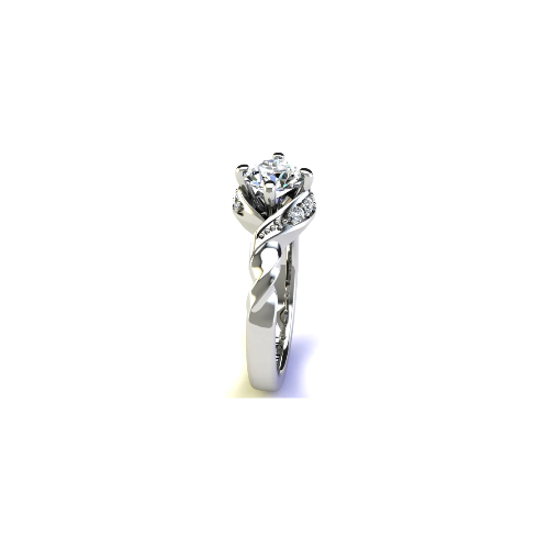 Anel de Noivado Solitario Diamantes Brilhante Ouro Branco Kalla