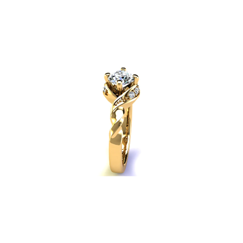 Anel de Noivado Solitario Diamantes Brilhante Ouro Amarelo Kalla