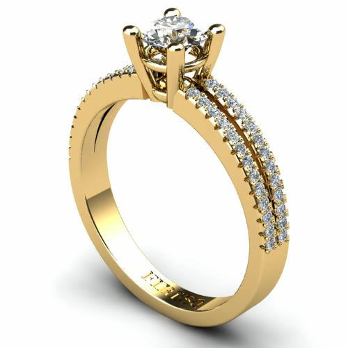 Anel de Noivado Solitario Diamantes Brilhante Ouro Amarelo Summers