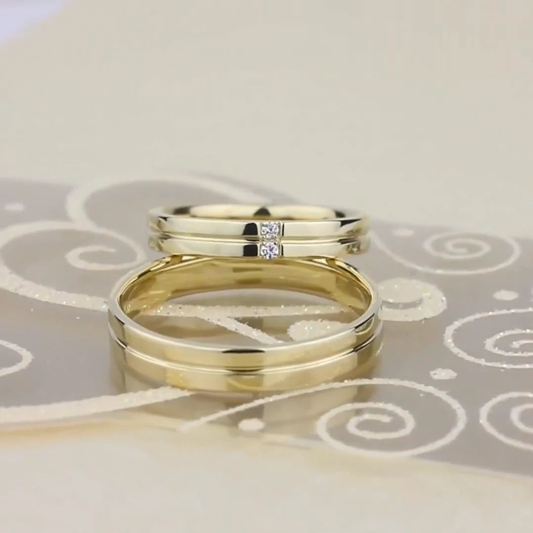 Par de Alianças de casamento noivado ouro 18k diamante