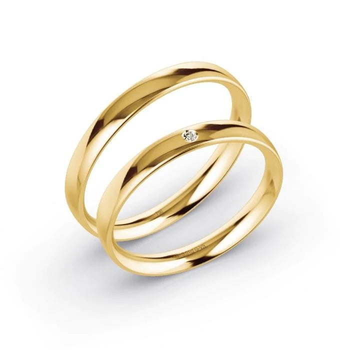 Par de Alianças de casamento noivado ouro 18k diamantes 2,5mm Helena