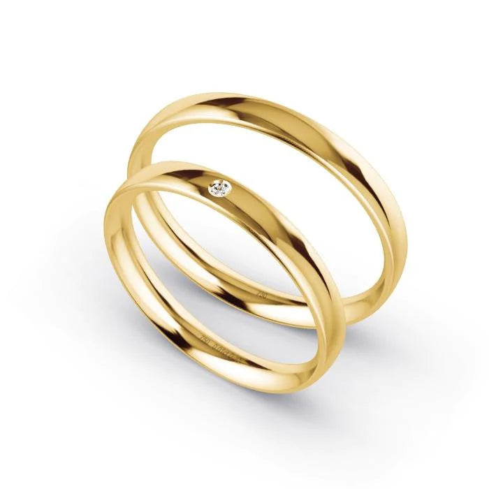 Par de Alianças de casamento noivado ouro 18k diamantes 2,5mm Helena
