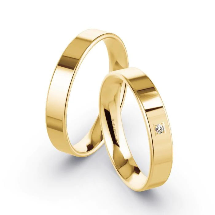 Alianças de casamento noivado ouro 18k diamantes 4mm Livia