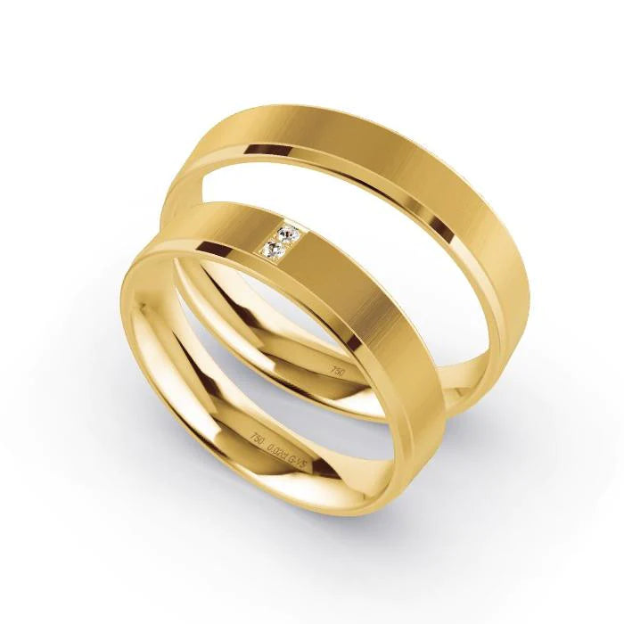 Par de Alianças de casamento noivado ouro 18k diamantes 4mm Mirian