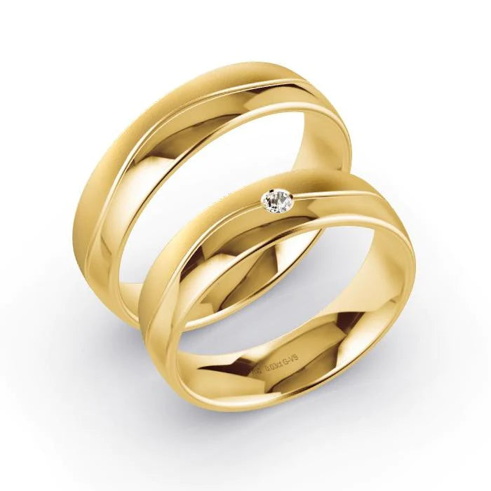 Par de Alianças de casamento noivado ouro 18k diamantes 5mm bel