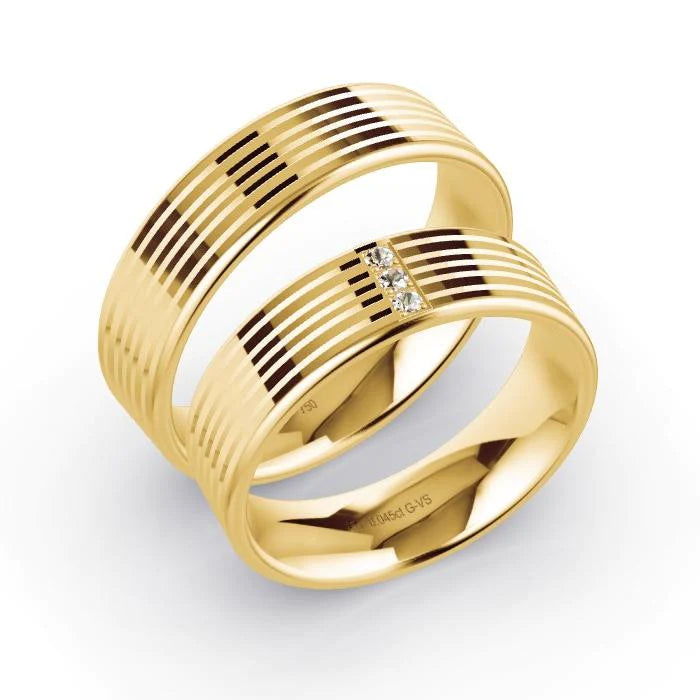 Par de Alianças de casamento noivado ouro 18k diamantes 6mm Sun